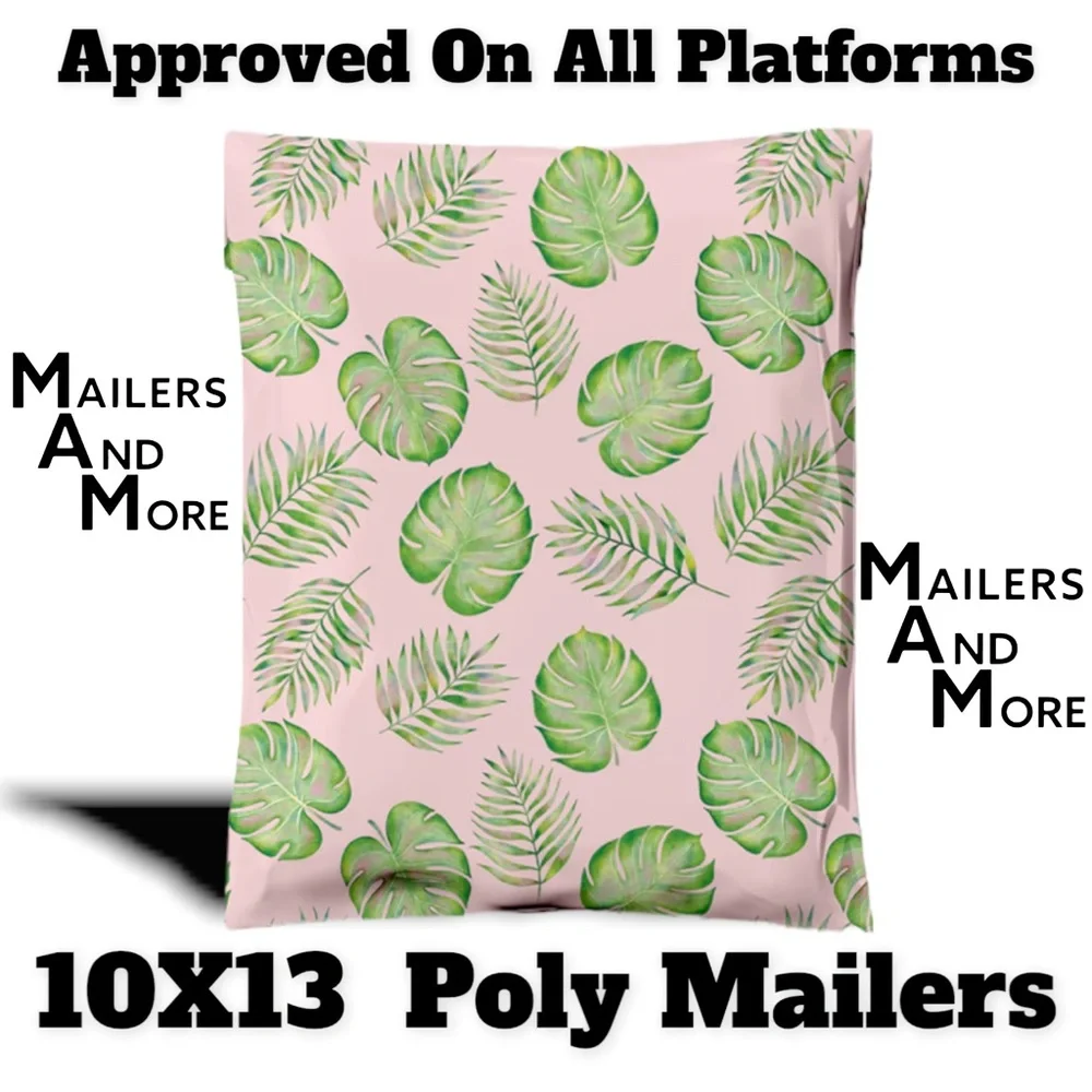 50 10X13 Poly Mailers Palm Leaves, Shipping Envelopes PRICE IS FIRM - Picture 8 of 12